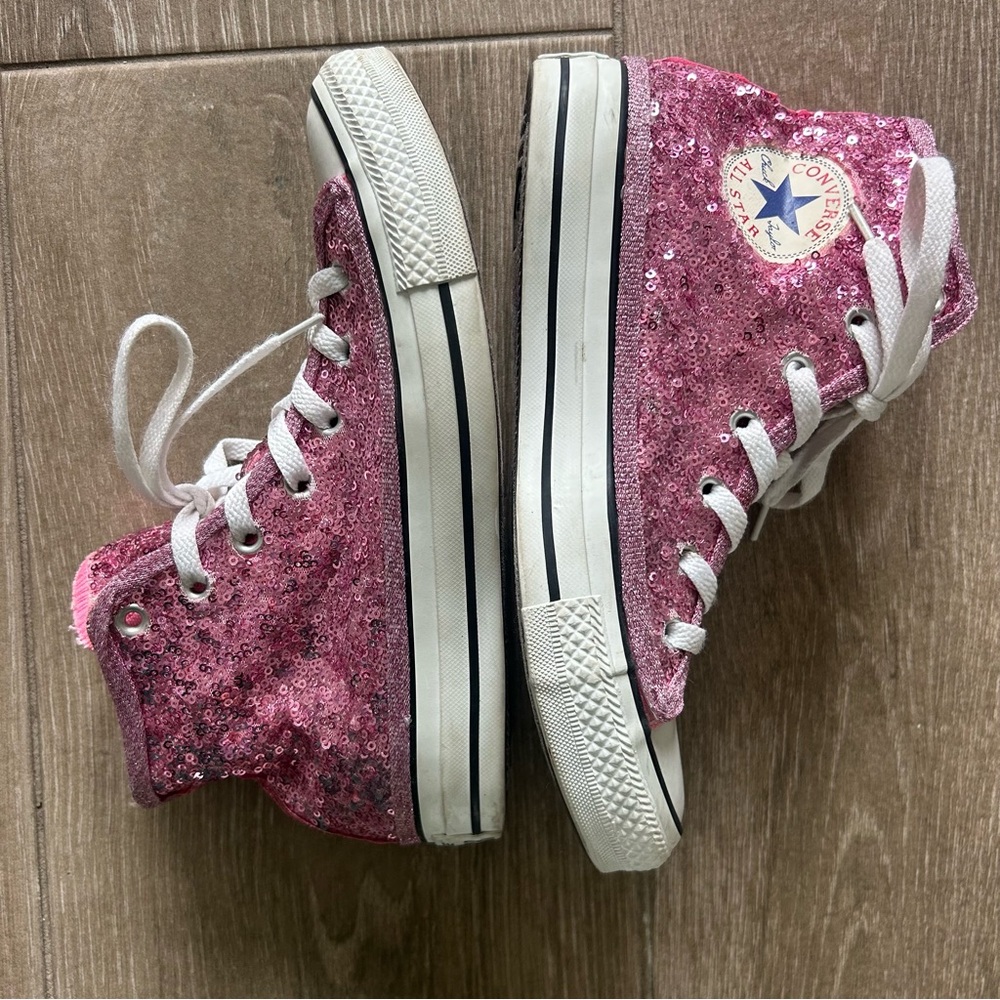 Sequin Pink High-Top Sneakers - Picture 2 of 4